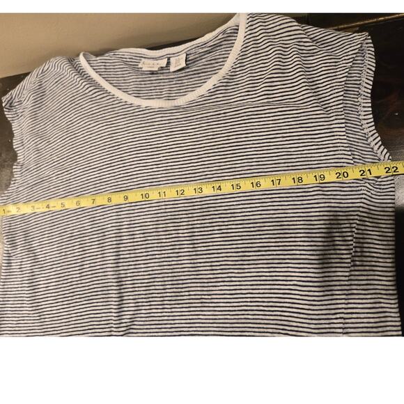 Nicole Miller Linen Knit Cap Sleeve Lightweight Nautical Asymmetrical Top XL - Picture 5 of 6